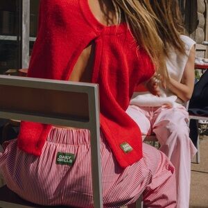 Daily Drills Red Striped Poplin Resort Pants